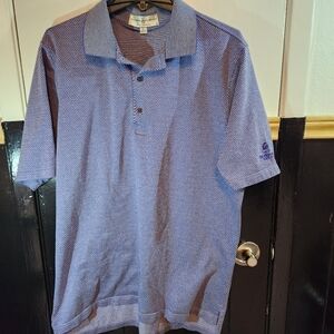 Fairway & Greene Mens XL Blue Fine Herringbone Golf Shirt Logo